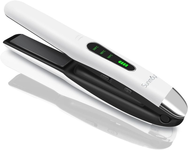 SUNMAY White Cordless Hair Straightener and Curler