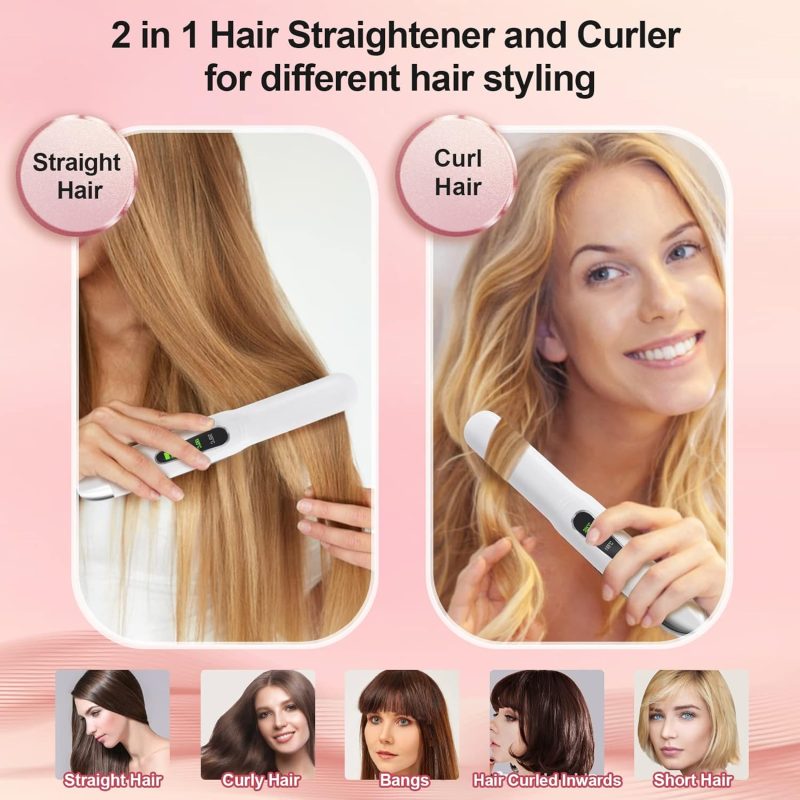 SUNMAY White Cordless Hair Straightener and Curler