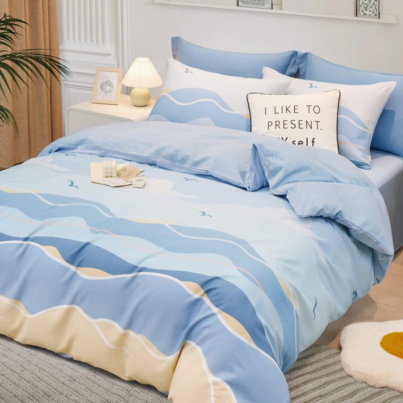 SAPHREAS Blue Spray Super King Duvet Cover Set